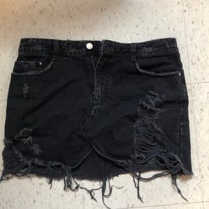 black ripped jean skirt